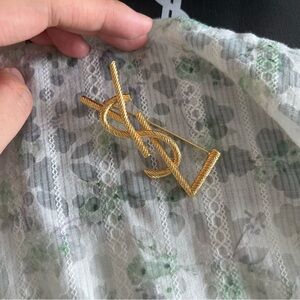 Saint Laurent YSL Women's Gold Brooch